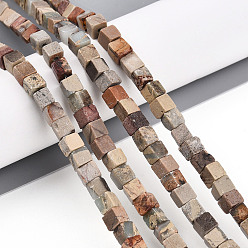 Аква Терра Яшма Натуральные бусины из аква терра яшмы, кубические, 4~4.5x4~4.5x4~4.5 мм, отверстие : 0.8~0.9 мм, около 85~88 шт / нитка, 14.76~15.35'' (37.5~39 см)