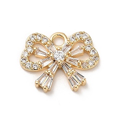 Bowknot Латунные микро проложить кубического циркония подвески, бантом, 13x16x3.5 мм, отверстие : 2 мм