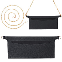 Black 1Pc Microfiber Cloth Bag Organizer Inserts, with 1Pc Golden Tone Brass Cable Chain Necklace Making, Black, 80x220x3mm