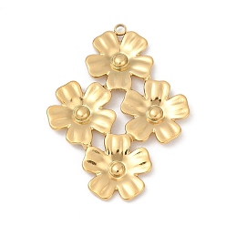 Настоящее золото 18K 304 подвески из нержавеющей стали, ионное покрытие (ip), цветочный шарм, реальный 18 k позолоченный, 42.5x32x2.5 мм, отверстие : 2 мм