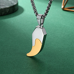 Golden & Stainless Steel Color Duo Tone 304 Stainless Steel Pendant Necklaces for Men, Hot Pepper, Golden & Stainless Steel Color, 23.62 inch(60cm)
