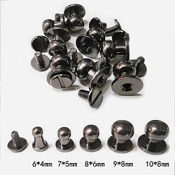 Черный Цвет Металла Набор латунных заклепок, круглые, для кошелька сумочка обувь кожаный ремень для одежды, металлический черный , 6x4 мм