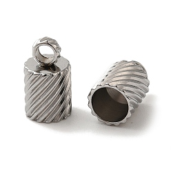 Нержавеющая Сталь Цвет Не тускнеет 304 наконечники шнура из нержавеющей стали, колонка, цвет нержавеющей стали, 9x5 мм, отверстие : 2 мм