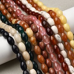 Смешанные камни Натуральные и синтетические, смешанные драгоценный камень бисер пряди, овальные, смешанные окрашенные и неокрашенные, 12~12.5x8~8.5 мм, отверстие : 0.6~0.8 мм, около 32~34 шт / нитка, 15.35''~15.75'' (39~40 см)