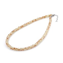 Фора Стекло бисера ожерелья, с 304 из нержавеющей стали Lobster Claw застежками, оранжевые, 15.74 дюйм (40 см)