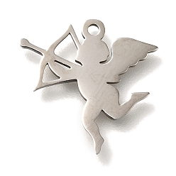 Нержавеющая Сталь Цвет 201 подвески из нержавеющей стали, ангельские прелести, цвет нержавеющей стали, 15.5x15.5x1 мм, отверстие : 1.2 мм