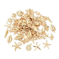 Mixed Shapes Подвески из сплава с морскими животными, золотые, разнообразные, 13.5~25.5x8.5~22x2~5.5 мм, отверстие : 1.4~2 мм