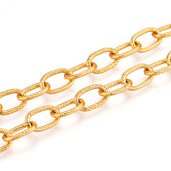 Gold Aluminum Cable Chains, Textured, Unwelded, Oval, Oxidated in Gold, Size: about Chain: 12mm long, 8mm wide, 1.5mm thick