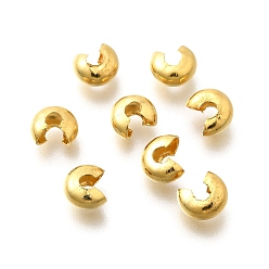 Настоящее золото 18K 304 обжимные бусины из нержавеющей стали, реальный 18 k позолоченный, 6.5x5.5x3.5 мм
