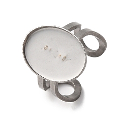 Нержавеющая Сталь Цвет 304 выводы открытой манжеты из нержавеющей стали, настройки кольца чашки безеля, овальные, цвет нержавеющей стали, лоток : 18x13 мм, внутренний диаметр: 18 мм