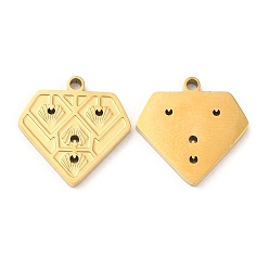 Настоящее золото 18K Ионное покрытие (ip) 316 l подвески из хирургической нержавеющей стали, без никеля , бриллиантовый шарм, реальный 18 k позолоченный, 14.5x14.5x1.5 мм, отверстие : 1.2 мм