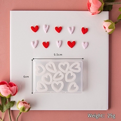 White Valentine's Day Plastic Molds, Clay Cutters, Clay Modeling Tools, for Earring Making, Heart, White, Box: 95x60mm