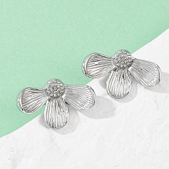 Нержавеющая Сталь Цвет 304 из нержавеющей стали серьги, цветок, цвет нержавеющей стали, 20x31 мм