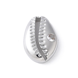 Платина Латунные прозрачные кубические цирконии в форме ракушки звенья соединительные подвески, стойки покрытие, долговечный, без свинца и без кадмия, платина, 20x14x4.5 мм, отверстие : 17x10.5 мм