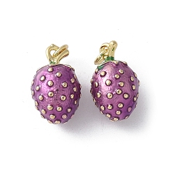Настоящее золото 16K Латунь эмаль подвески, с целью перехода в кольце, без кадмия и без свинца, реальный 16 k позолоченный, клубника, 17x10.5x10.5 мм, отверстие : 3 мм