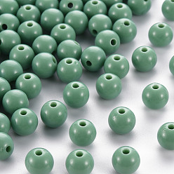 Cadet Blue Opaque Acrylic Beads, Round, Cadet Blue, 8x7mm, Hole: 2mm, about 1745pcs/500g