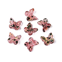 Indian Red Picasso Transparent Glass Beads, Butterfly, Indian Red, 9.5x11x4mm, Hole: 0.9~1.2mm, About 1020pcs/pound
