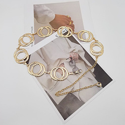 Золотой Ремни из сплава с двойным кольцом для женщин, золотые, 1000 мм