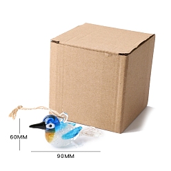 Темно-Голубой Стекло подвесные украшения, с джутовой веревкой, птица, глубокое синее небо, Кулон : 60x90 мм