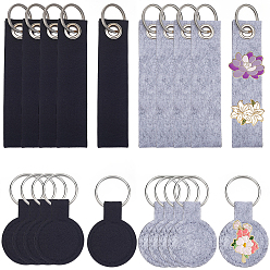 Mixed Color 20Pcs 4 Styles Polyester Keychains, with Alloy Rings, Flat Round & Rectangle, Platinum, 78~152mm, 5pcs/style