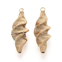 Золотой 304 подвески из нержавеющей стали, подвески в виде витой спирали, золотые, 37.5x13x13 мм, отверстие : 2.5 мм