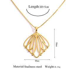Rhombus 304 Stainless Steel Pendant Necklaces, Golden, Rhombus, 15.75 inch(40cm), pendant: 50x40mm