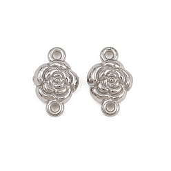 Stainless Steel Color 304 Stainless Steel Connector Charms, Rose Flower Links, Stainless Steel Color, 10x6x2mm, Hole: 0.8mm