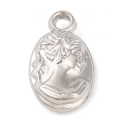 Platinum CCB Plastic Pendants, Oval with Cameo, Platinum, 19.5x11x4.5mm, Hole: 2mm