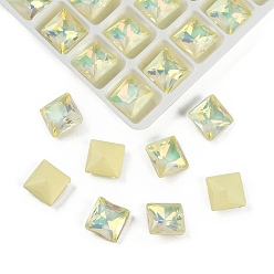 Бежевый Заостренные заднее стекло горный хрусталь кабошоны, имитация турмалина, граненые, квадратный, бежевые, 8x8x4.5 мм