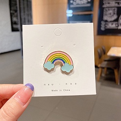 Colorful Rainbow Enamel Pins, Golden Alloy Brooch, Colorful, 18x38mm