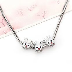 Олень Европейские бусины из сплава эмали рождественской тематики, большое отверстие шарик, платина, олень, 12.5x10x10 мм, отверстие : 4.5 мм