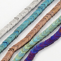 (52) Непрозрачная лаванда Гальванизировать немагнитных синтетический гематит бисер пряди, стрелка / шеврон, разноцветные, 4x7x3 мм, отверстие : 1 мм, около 239 шт / нитка, 16.14 дюйм