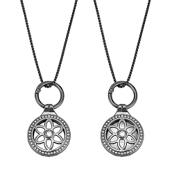 Черный Цвет Металла Наборы для изготовления ожерелий своими руками, включая брелоки-ключницы с плоскими круглыми стразами из сплава и цепочки из нержавеющей стали., металлический черный , 622x2.5 мм