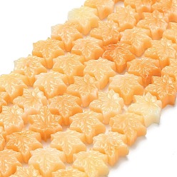 Сэнди Коричневый Резные бусины из синтетического коралла, лист, песчаный коричневый, 13.5~14x15~15.5x6 мм, отверстие : 1 мм