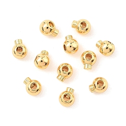 Plaqué 18K Or Véritable Perles à sertir en laiton shegrace, ronde, sans cadmium et sans nickel et sans plomb, plaqué longue durée, réel 18 k plaqué or, 3x2.5x2mm, Trou: 0.6mm