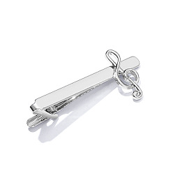 Platinum Brass Tie Clips, Musical Note, Platinum, 6.4x1.9cm