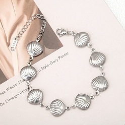 Shell Shape 304 браслеты из нержавеющей стали ссылка для женщин, формы раковины, 6-1/4 дюйм (16 см)