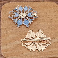 Wasser Alligator-Haarspangen aus Legierung finden, Blume, Kornblumenblau, 50x40 mm, 10 Stück / Set