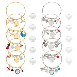 Платиновый & Золотой Наборы для изготовления браслетов с пустыми куполами своими руками, расширяемые браслеты из сплава, платиной и золотом, Изготовление браслета: внутренний диаметр: 60 мм.