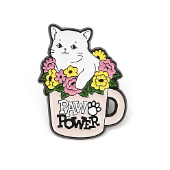 Cat Shape Разноцветные эмалированные значки «Сила лап», булавки для лацканов из сплава для одежды рюкзака, чёрные, форма кошки, 31x24 мм