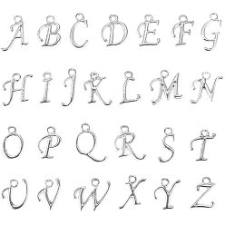 Серебро Стойки подвески обшивки сплава, буквы, серебряные, 12~17x4~15x2 мм, отверстие : 1.5 мм