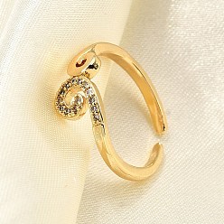 Настоящее золото 18K Латунные кольца-манжеты с микропаве и прозрачным цирконием для женщин, без кадмия, без никеля и без свинца, волна, реальный 18 k позолоченный, 6.5 мм