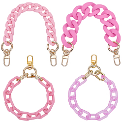 Pink 4 шт. 4 цвета акриловые и пластиковые ручки для сумок, с застежками золотой тон сплава, модные сменные ручки клатчей, для сумочек, кошелек своими руками, розовые, 280~310 мм, 1 шт / цвет