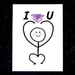 Лепидолит Украшения в форме сердца из натурального лепидолита, с бумажными карточками, фигурка для украшения дома, энергетический камень рейки для исцеления, 15 мм