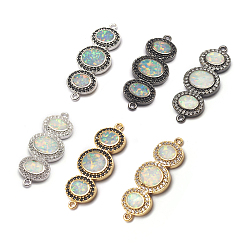 Mixed Color Brass Micro Pave Cubic Zirconia Links, with Synthetic Opal, Oval, Mixed Color, 33x13x3mm, Hole: 1.5mm