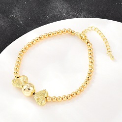 Настоящее золото 18K Браслеты из латуни с микропаве из прозрачных кубических цирконий и круглыми бусинами, сердечко подвеска ювелирные изделия для женщин, долговечный, стойки покрытие, без свинца и без кадмия, реальный 18 k позолоченный, 7.40 дюйм (18.8 см)