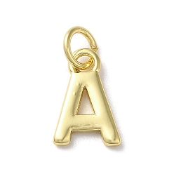 Letter A Acumular colgantes de chapado de latón, sin plomo y cadmio, larga duración plateado, real 18 k chapado en oro, letra A, 11.5x7.5x1.5 mm, agujero: 3.2 mm