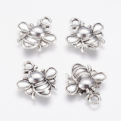 Antique Silver Alloy Pendants, Bees, Antique Silver, 21.5x19x3mm, Hole: 3mm