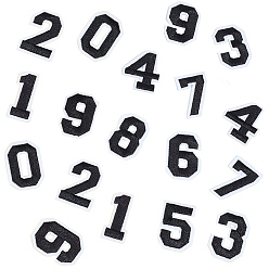 Черный Номер 0~9 шерстяной фетр приклеиваемые/пришиваемые заплатки, аппликация, аксессуары для костюма, швейные украшения, чёрные, 45~49x21.5~39x1.5 мм, 10 стили, 1 шт / стиль, 10 шт / комплект