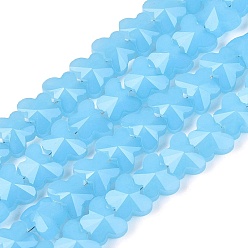 Light Sky Blue Imitation Jade Glass Beads Strands, Butterfly, Faceted, Light Sky Blue, 6x8x4~4.5mm, Hole: 0.9~1mm, about 97~102pcs/strand, 22.64~24.61 inch(57.5~62.5cm)